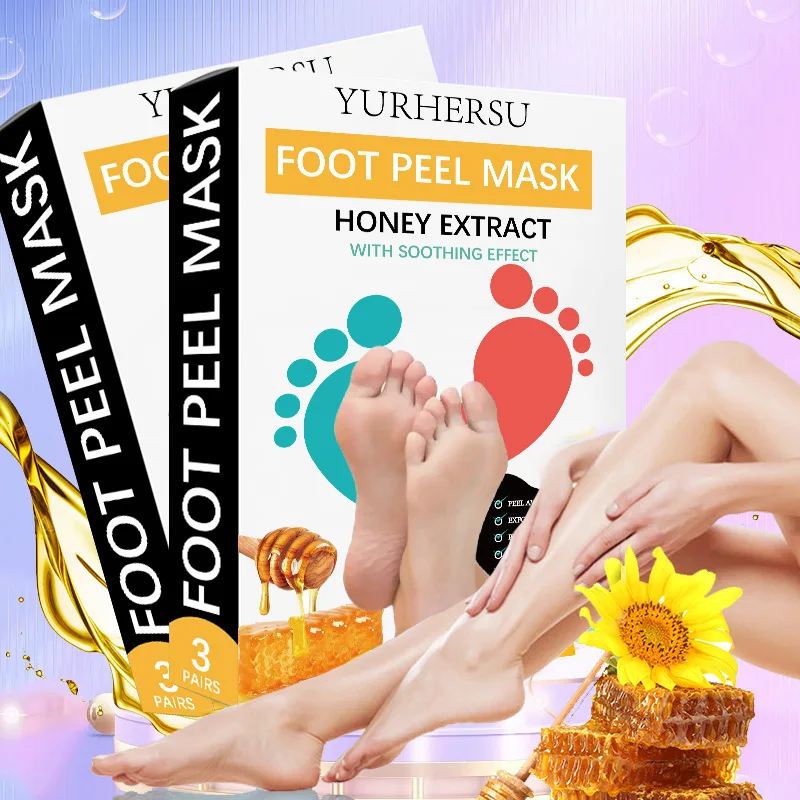 Private Label Lavender Removal Calluses Crack Heel Exfoliating Sock Foot Masking Peel For Pedicure Feet Spa Peel Foot Mask