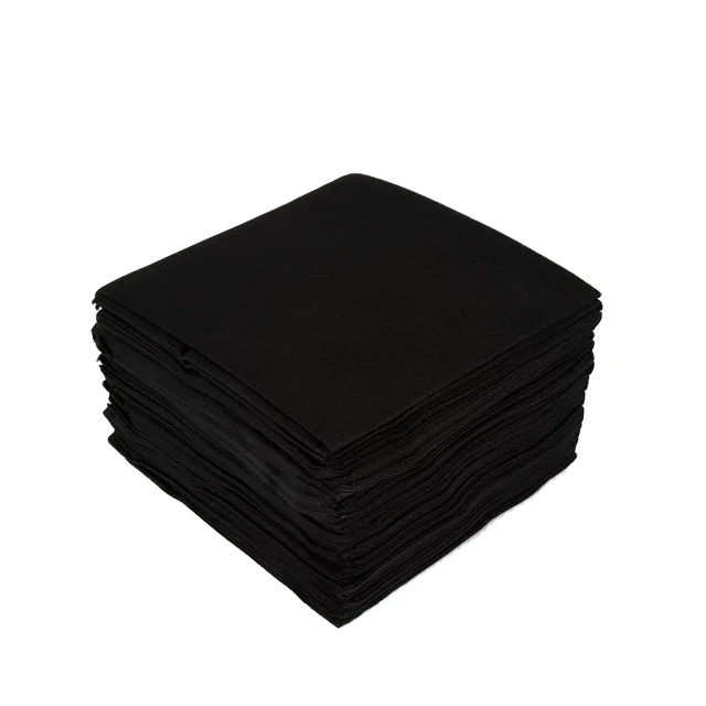 OEM 100% Natural Viscose Fiber Disposable Black Towels Biodegradable Non-Woven Hair Beauty Salon Barbershop Spa Massage Home