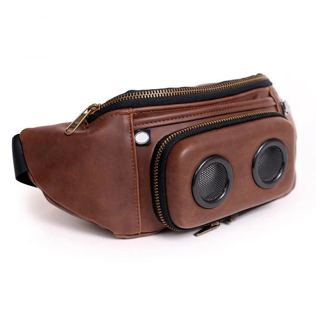 Custom silk screen music fanny pack waist bag with speakers,sports running belt with usb charge
