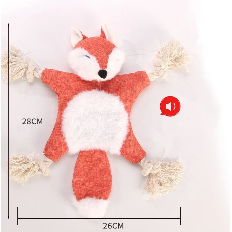 
Hefei SY flat dog plush toy with rope and crinkle paper inside no stuffing pet chew toy for cat 