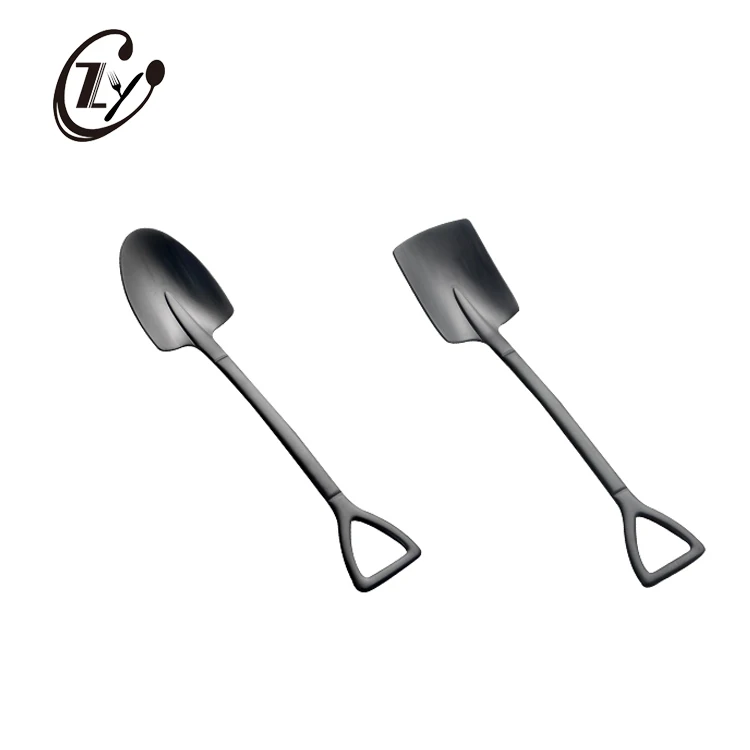 
Creative Colorful Stainless Steel Shovel Shape Spoon For Tea Coffee Cream Dessert 