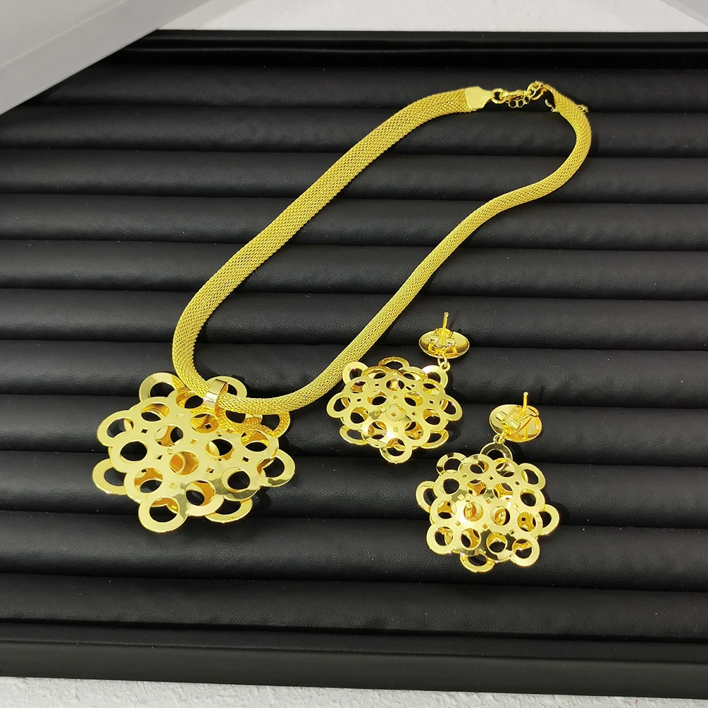 Дубайские Ювелирные наборы позолоченные ювелирные изделия 24K для женщин африканские индийские свадебные украшения серьги 2 шт. в комплекте оптовая продажа