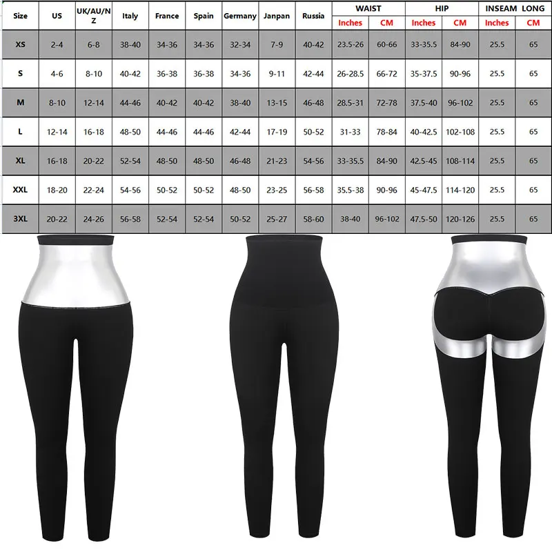 HEXIN High Compression Women Fat Burning Neoprene  Waist Trainer Leggings Sports Fitness Yoga Pants