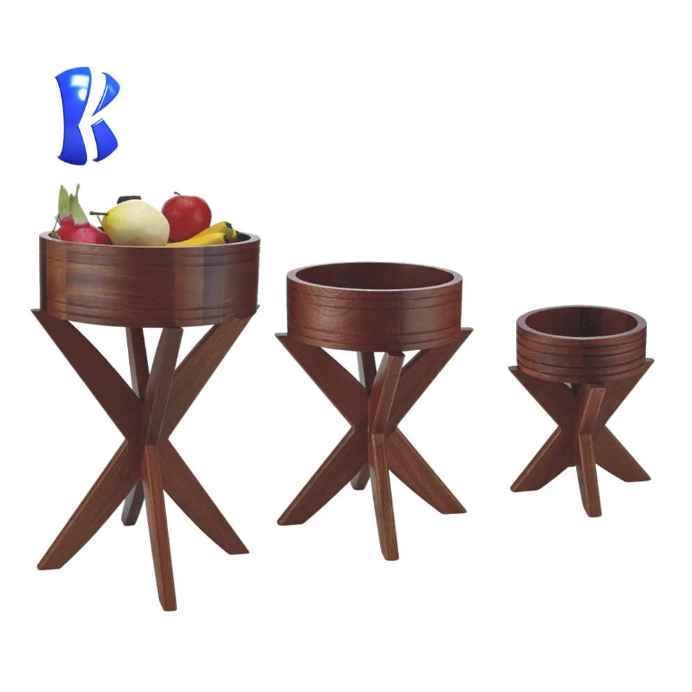OKEY factory direct supply creative sapele cake rack hotel banquet cake display stand with round plate