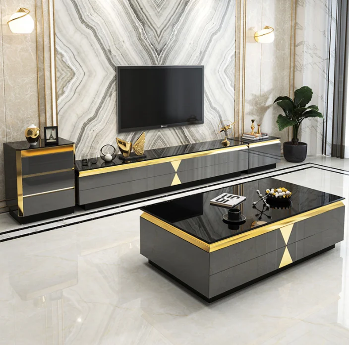 New hot selling living room furniture bracket simple coffee table TV cabinet combination