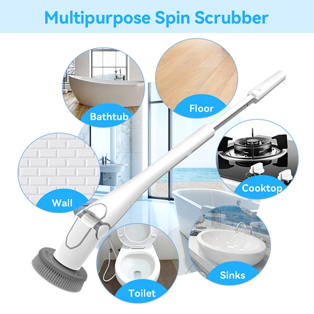 Best selling waterproof cordless scrub brush tile floor scrubber machine with brushes M1 with built-in battery 2000mAh pass CE