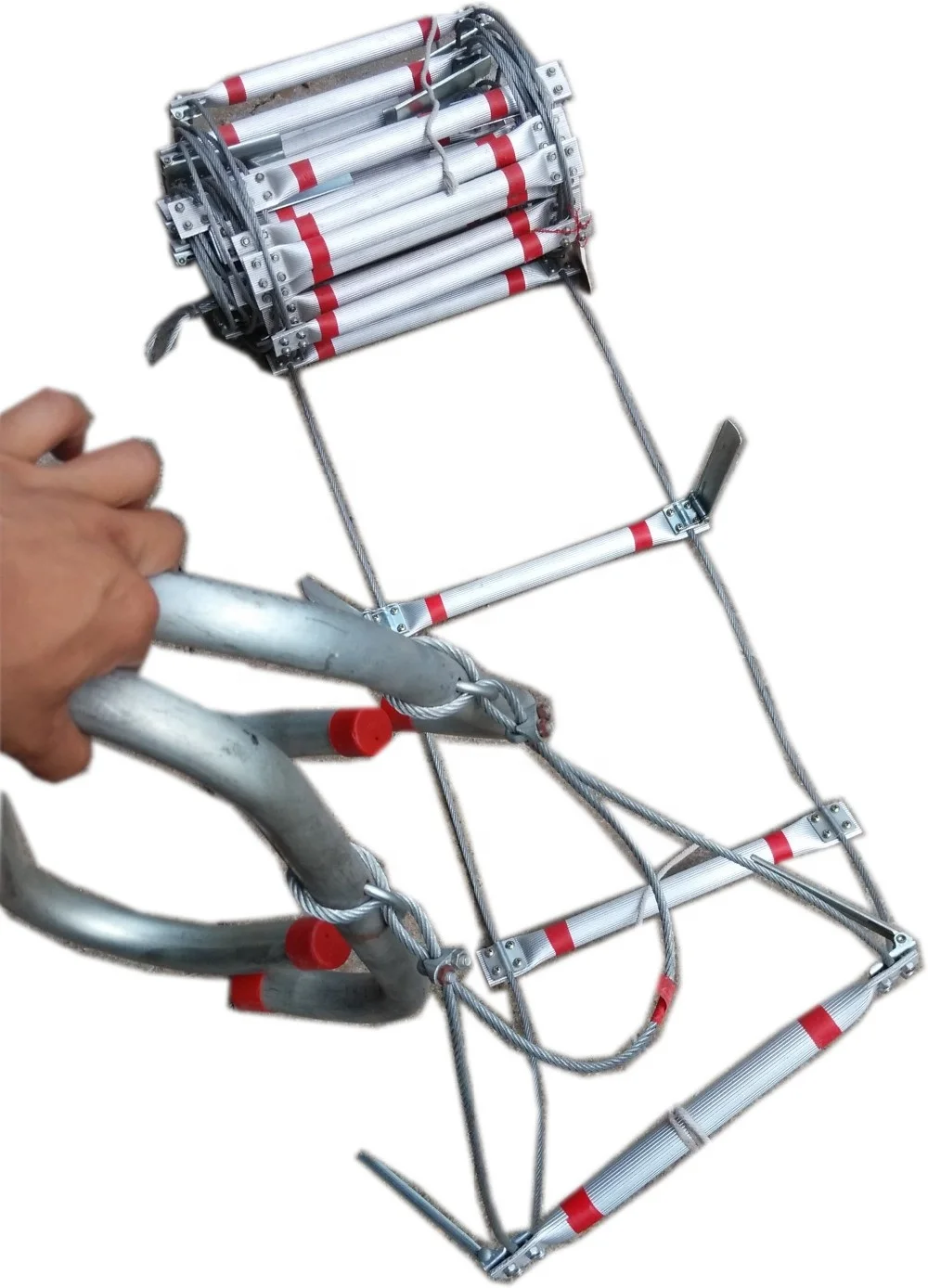 OEM Aluminum Stainless Steel Wire Rope Ladder Foldable Rescue Rope Ladder for Fire Fighting Emergency