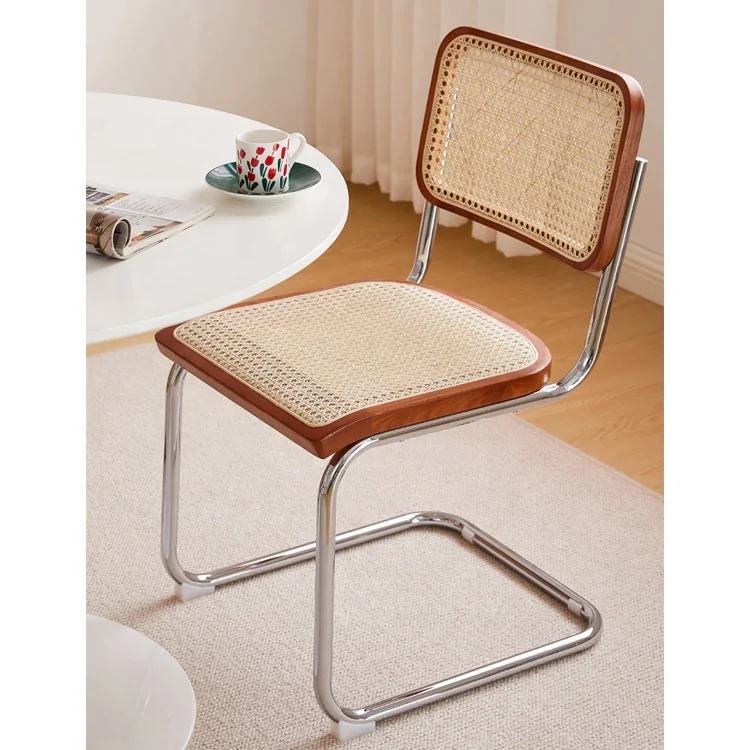 Nordic living room ASH wood solid wooden chair rattan seat dining chair