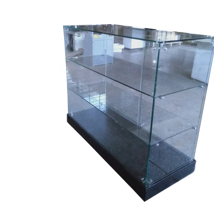 Keway 3 Shelf Tempered Glass Counter Display Racks Showcase Storage Shelving Glass Cabinet for Retail Convenience Grocery