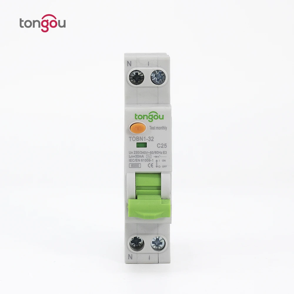 TOBN1 6A 30mA 1P+N 6KA 18mm Electronic Type RCBO Australia