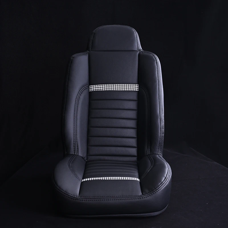 Car Seat Cover  PVC leather with Houndstooth Fabric Car Seat Covers Full Set Luxury Customized car Style