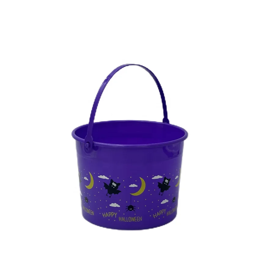 New Design Novelty Plastic Halloween Candy Witch Purple Bucket Cauldron with Lowest Price for Candy