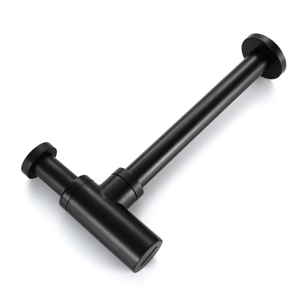 HIDEEP hair basin sink water inlet pipe black water pipe takeover pop up, P-trap