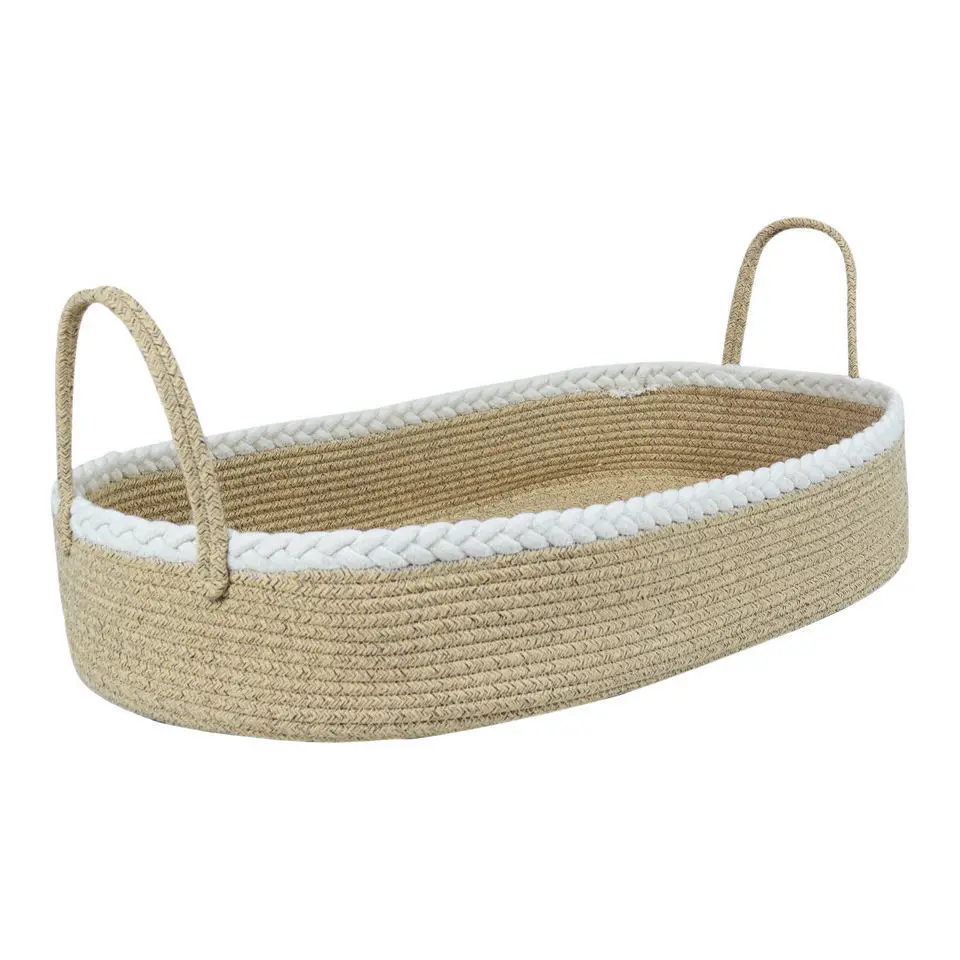 foldable cotton rope baby moses changing basket with Thick Pad for little baby newbornsgift