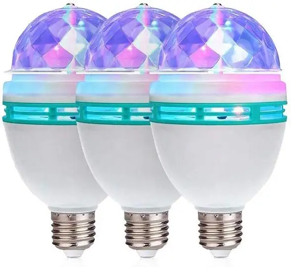 China Factory Stage Light 360 Rotation E27 RGB LED Crystal Magic Ball Light Bulb 3W Colorful Lamp Disco Club Party Bulb