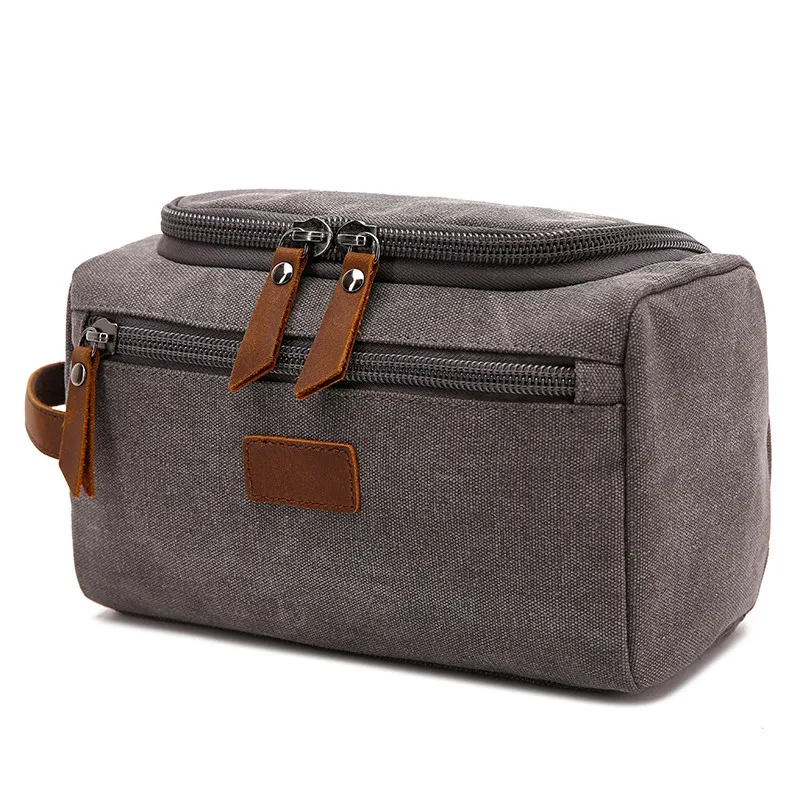 Canvas toiletry bag for men wash shaving dopp kit women travel makeup cosmetic pouch bags case organizer