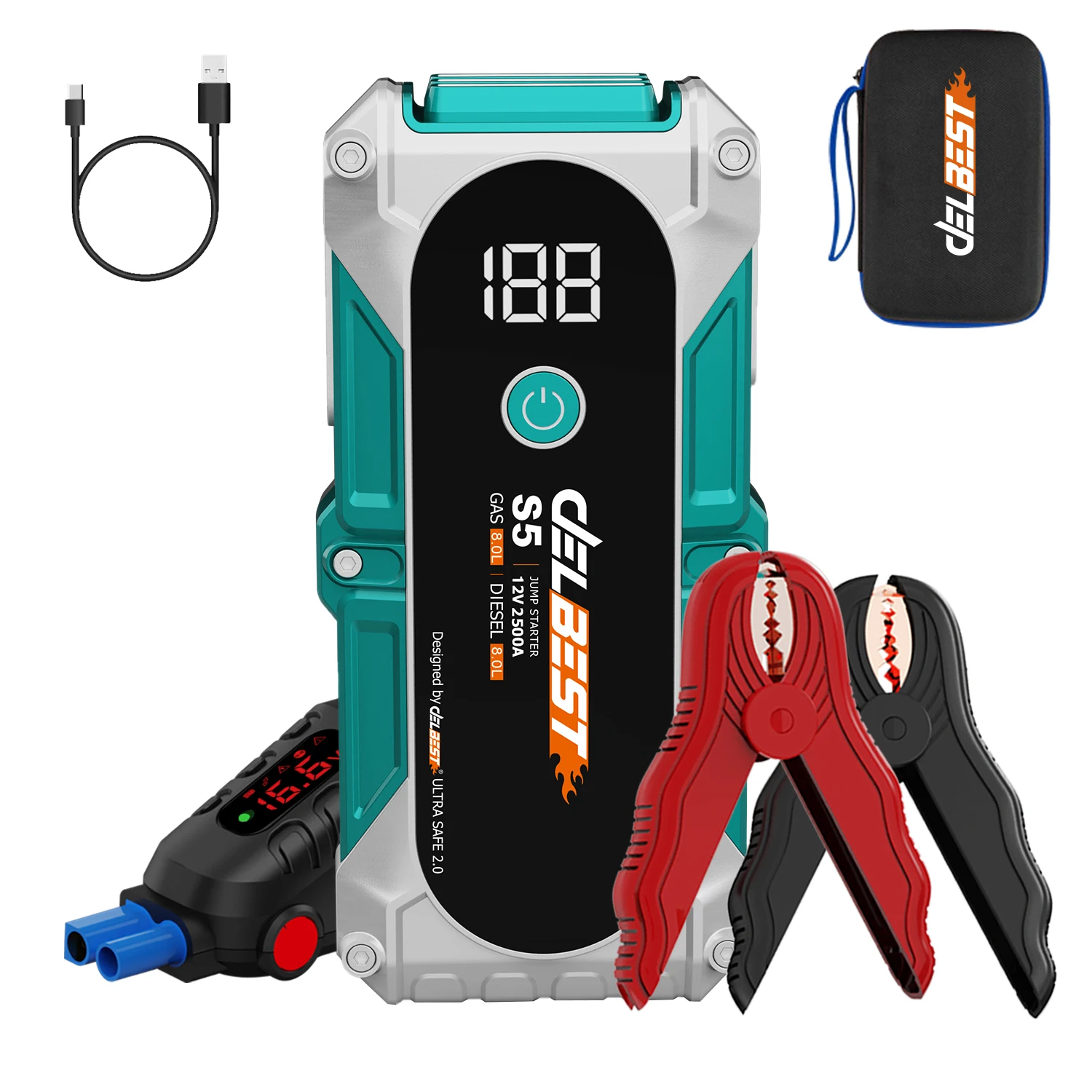 Jump Starter Heavy Duty 12V 1200Amp Lithium Car Battery Booster Pack Portable Power Bank Charger With Charger For All Car Models