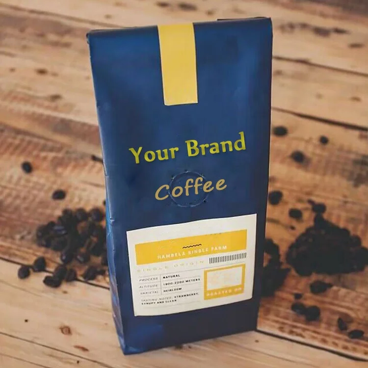 AT PACK 12OZ Resealable Matte Black Coffee Bags Flat Bottom Coffee Bag Coffee Beans