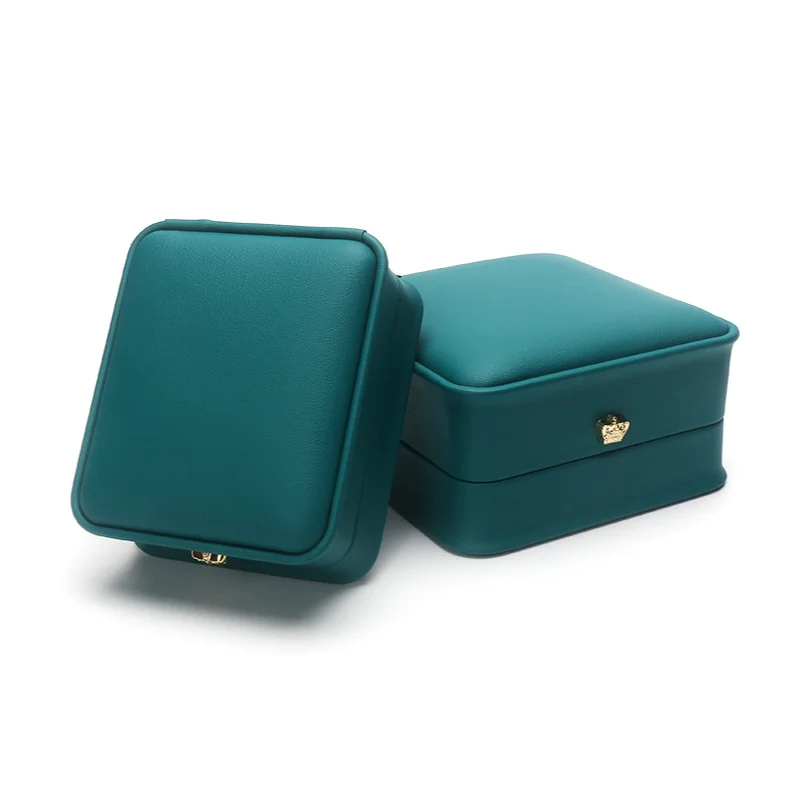 2022 FASHION dark green jewellery  box jewelry package can box PU Joyeria