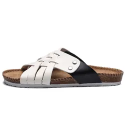Popular Wooden Sandal For Man open toe Real Cork Sole slippers for men rubber