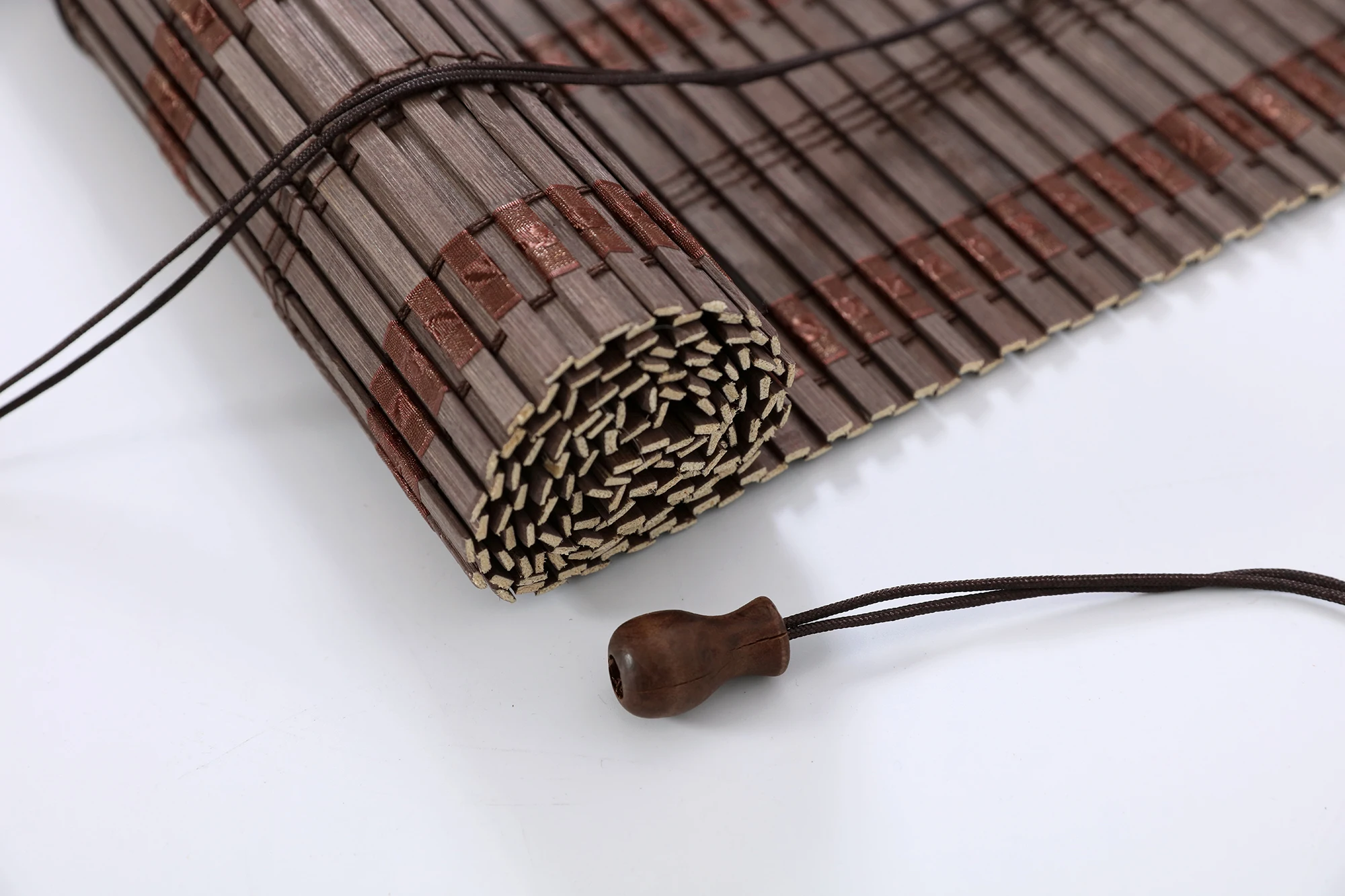 Window Sunscreen shutter Fabric Horizontal Slat Bamboo Roller Roll Up Blinds