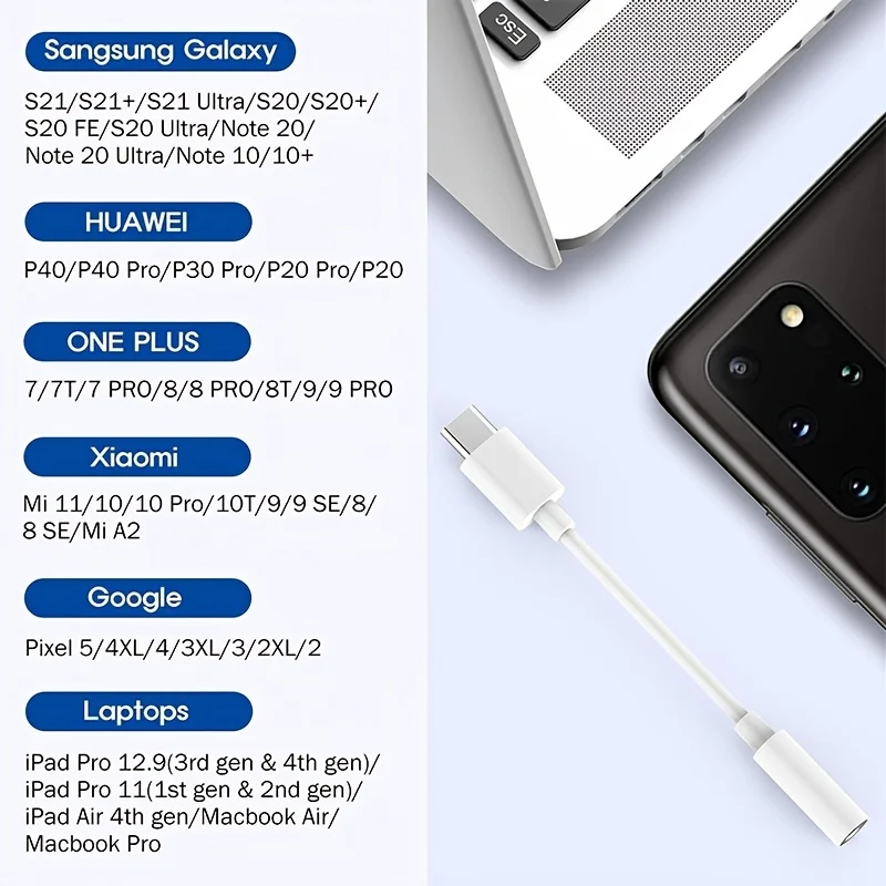 USB 3.1 Type C To 3.5mm Audio Adaptor USB-C to 3.5 Headphone Earphone Jack Cable Adapter
