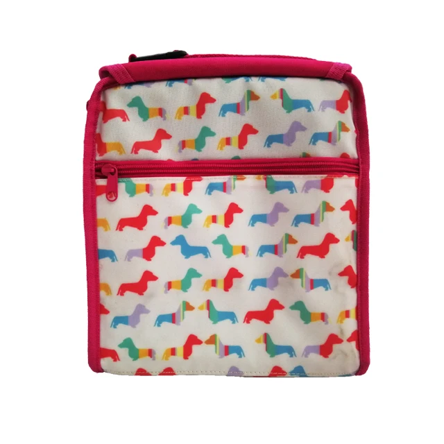 high quality 600D oxford pvc colorful cute cartoon dog portable thermal customized kids waterproof  picnic cooler bag