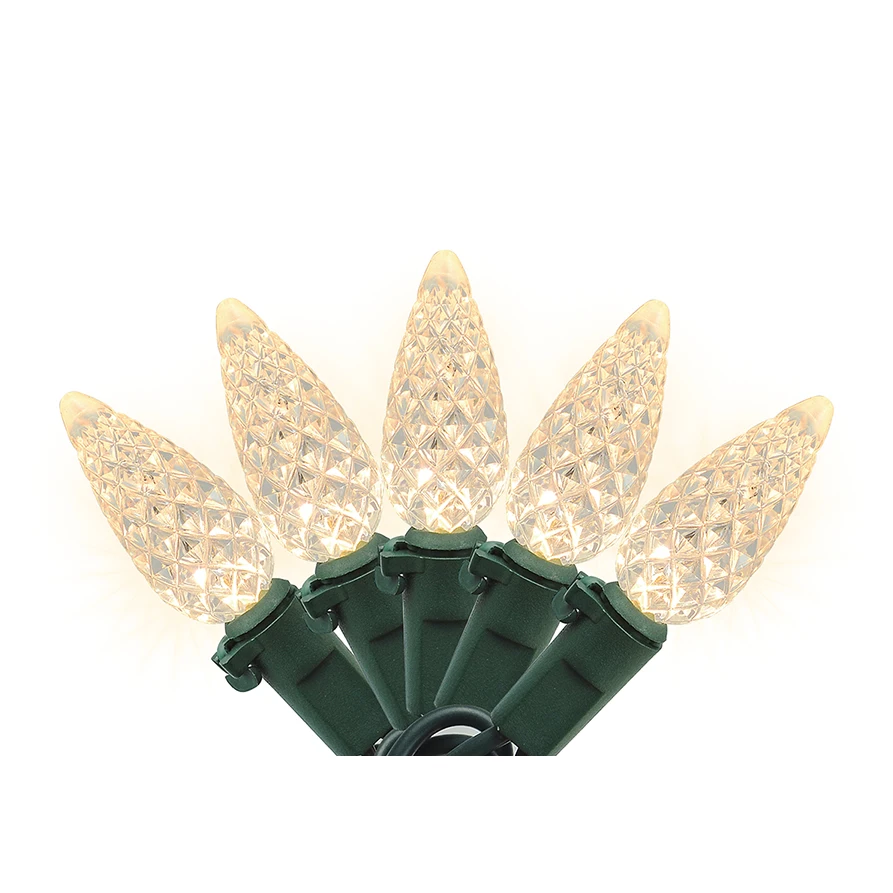 UL/CSA 70L Faceted C6 LED Outdoor Christmas Rubber Cable LED String Lights