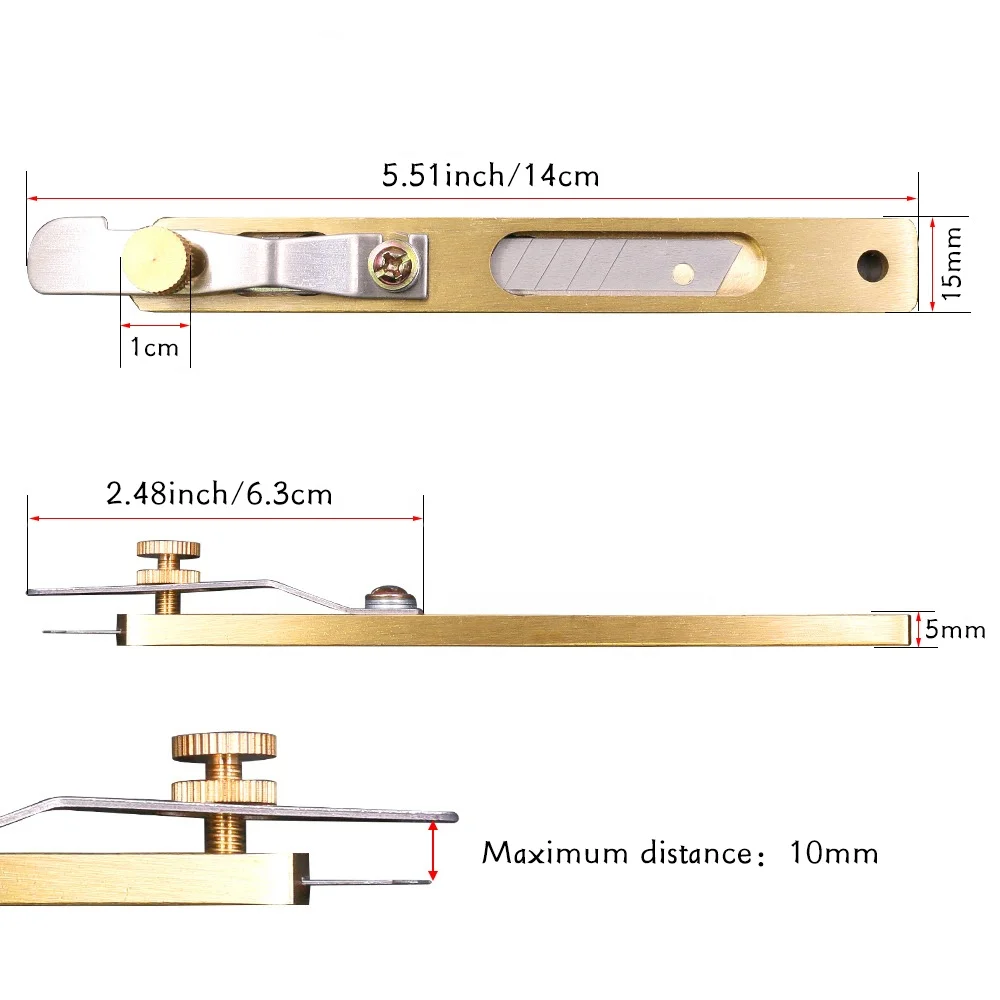 DIY Cutting Knife Brass Leather Craft Cutter Copper Trimming Knife Cutting Tool