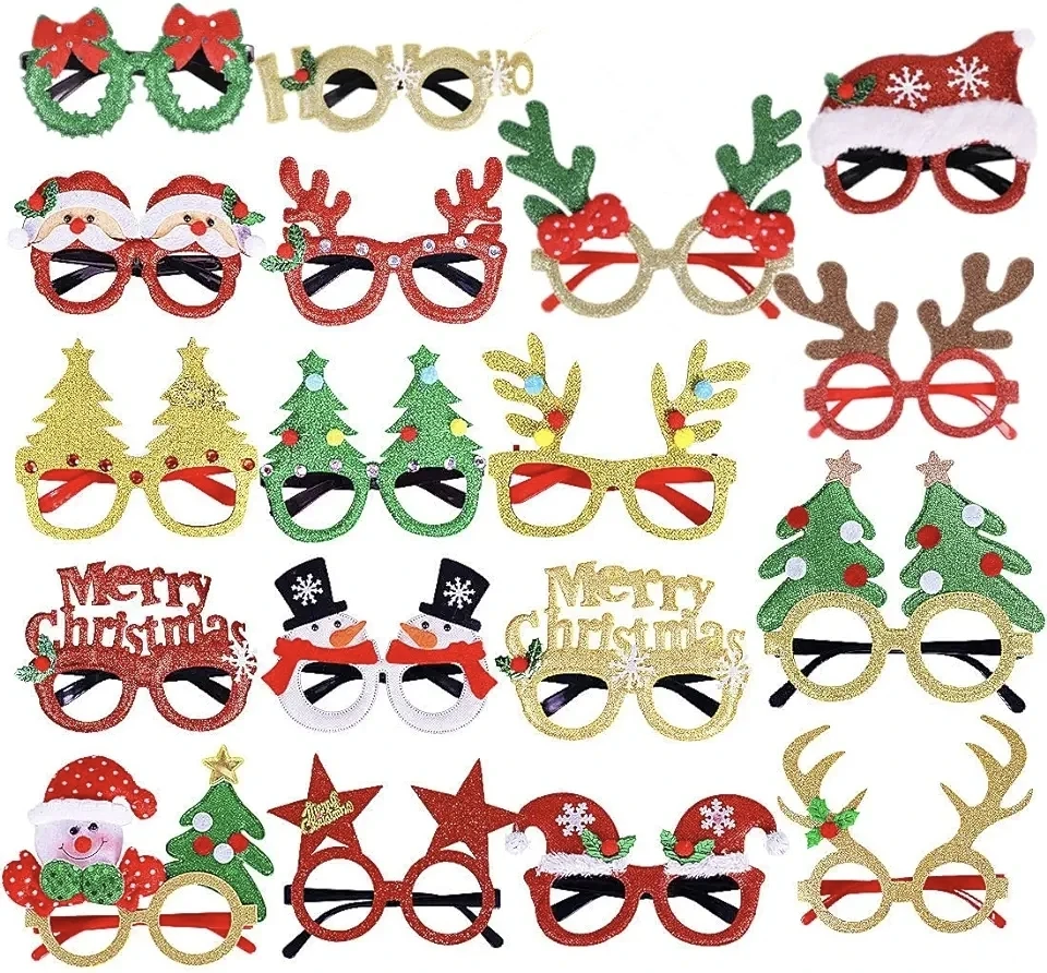 Christmas 2025 2024 New Snowman Funny Plastic Glasses Christmas Party Decorations Supplies Photo Props Wedding Kid Boy Girl