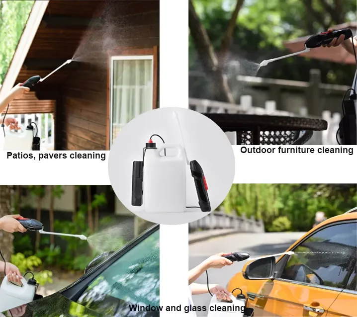 Long distance bleach handheld electric battery powered sprayer with 1 gallon tank or the water bag for weeds killer pesticide