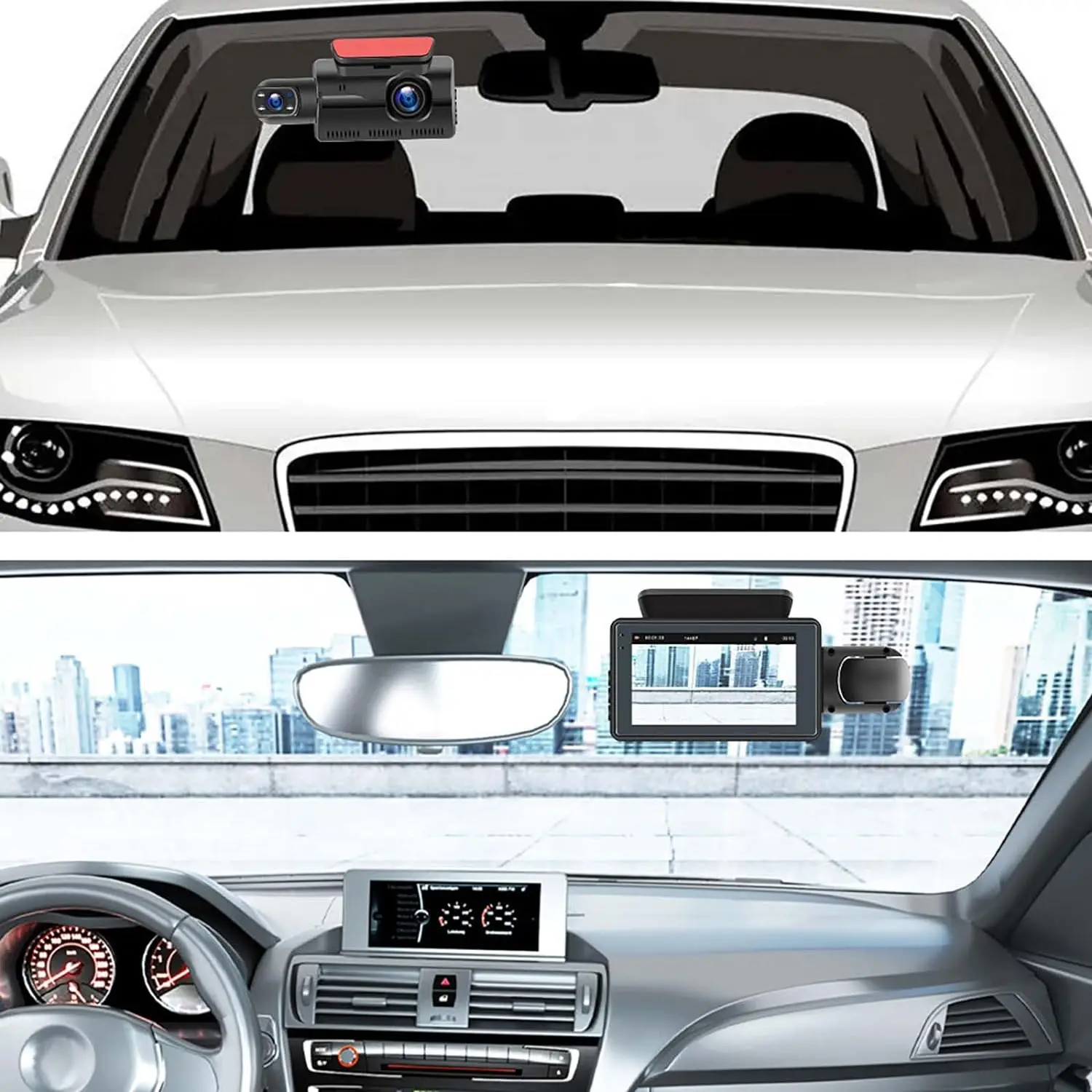 3.0 Inch Dash Camera Dual Lens With Rearview Camera Video Recorder Full HD 1080P Car Dvrs