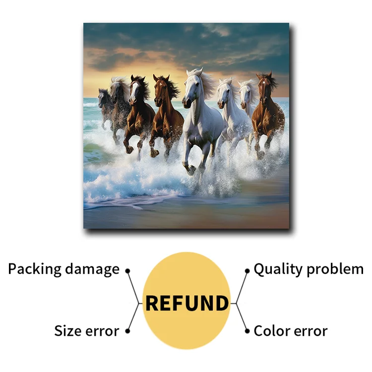 Hot selling popular style galloping horse printed canvas painting support custom size for online retail room decoration
