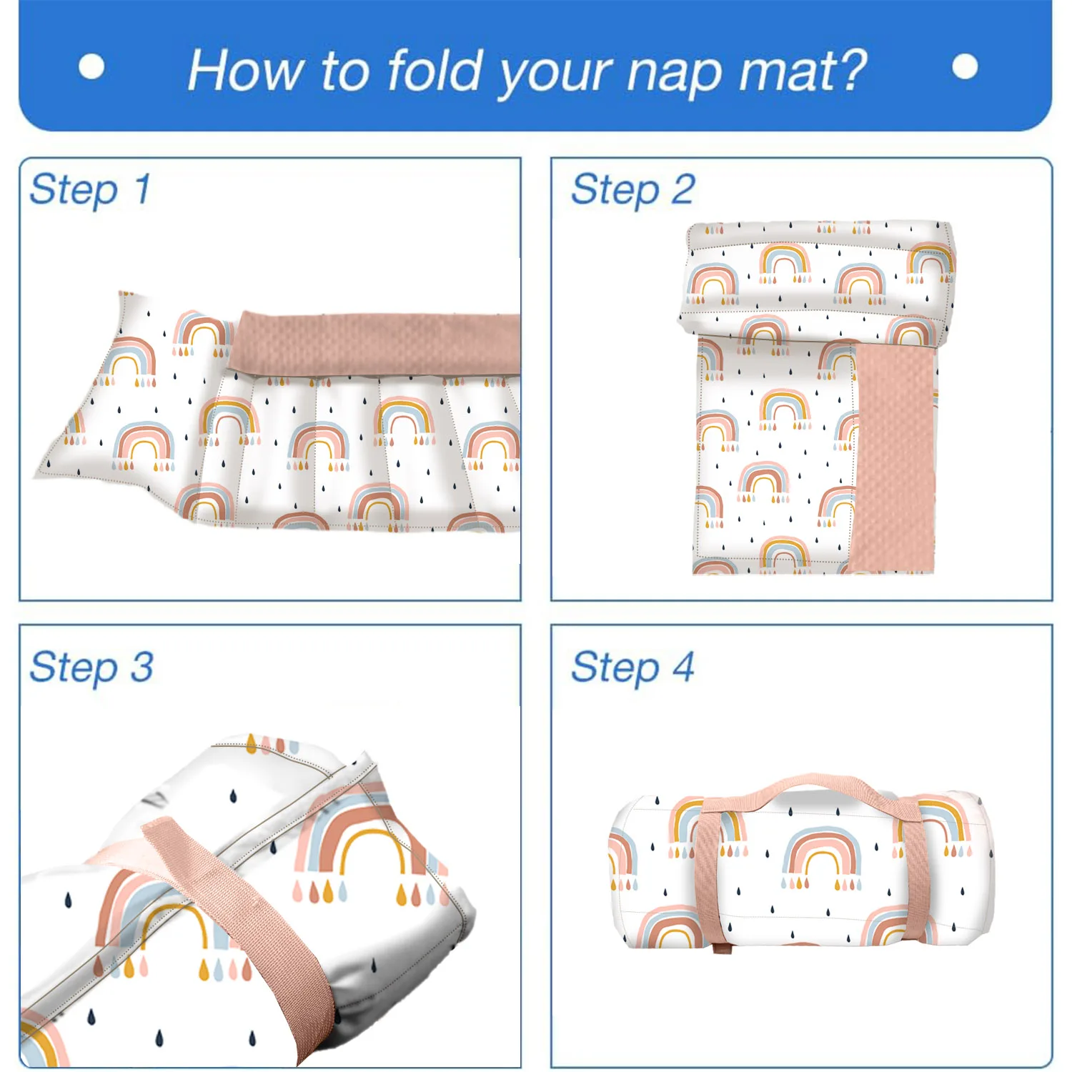 Preschool Custom Printing Kids Toddler Nap Mat Rolled Up Portable Rolled Weighted Nap Blankets For Toddlers Sleeping Nap Mat