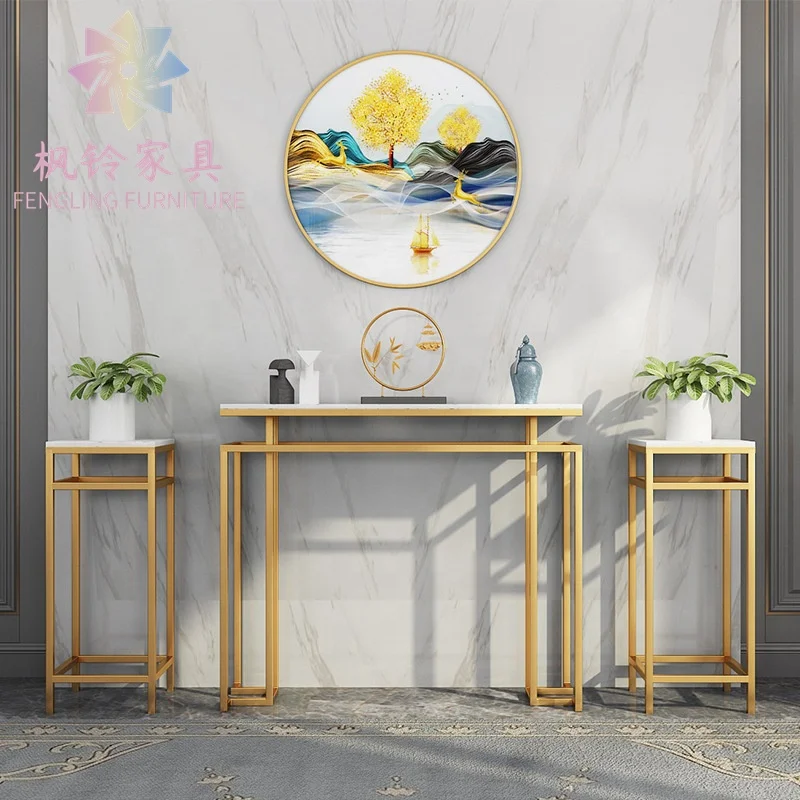 Wholesale Bulk Console Tables For Living Room Furniture Console Table With Marble Retro CT011