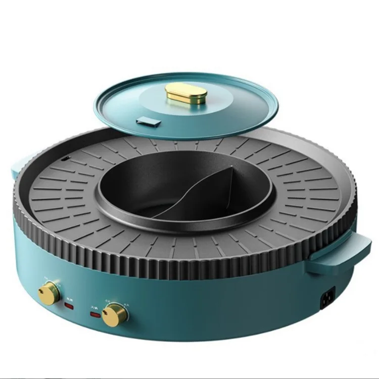 commercial portable mini indoor multi function teppanyaki smokeless electric barbecue grill bbq electrical smoker pan plate