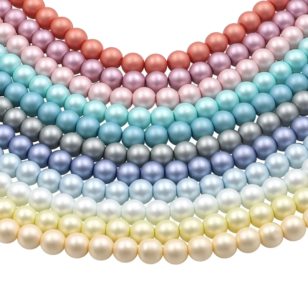 glass bead factory 8mm black matte pearl beads with holes for jewelry
