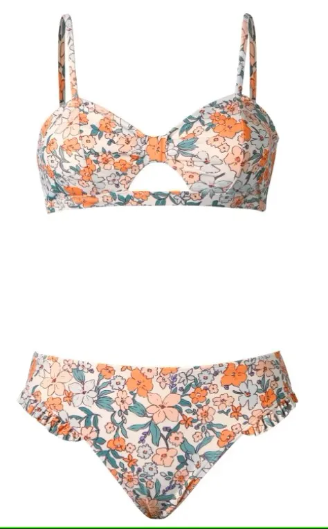 Bikini manufacturer Custom Floral Print bikinis&Beachwear Ruffle swimsuit Sexy bikinis Two Piece Swimsuits For Women