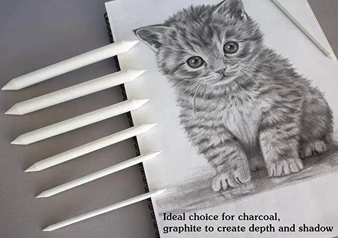 12 pcs Blending Stumps Paper Art Blenders with Sandpaper Pencil Sharpener Pointer for Charcoal Sketch Drawing Tools