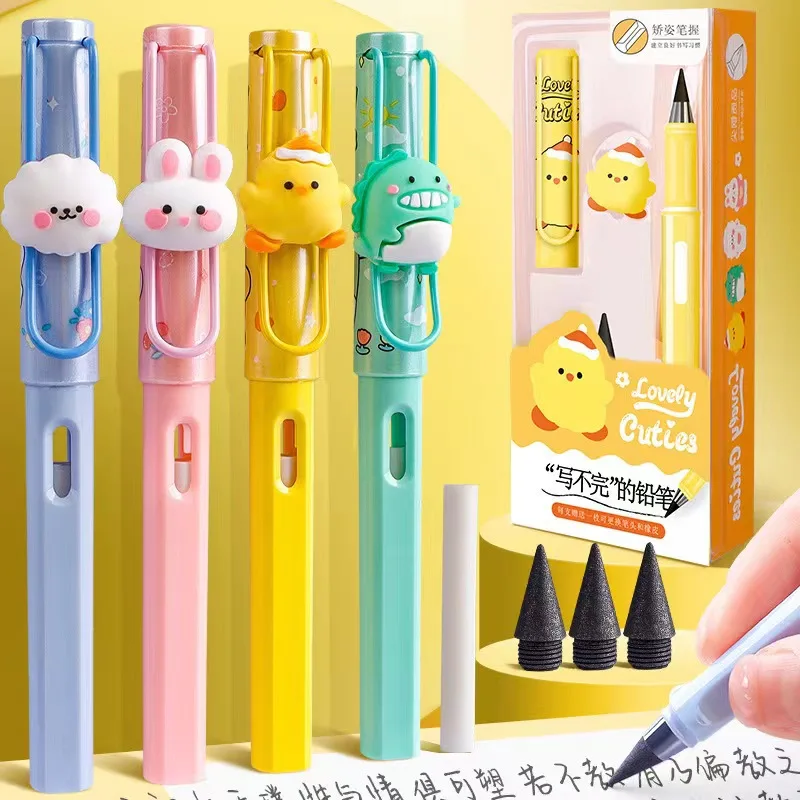 Unlimited Writing Pencil Cute Cartoon No Ink Eternal Pencils Kids Art Sketch Painting Tools Novelty School Supplies Stationery