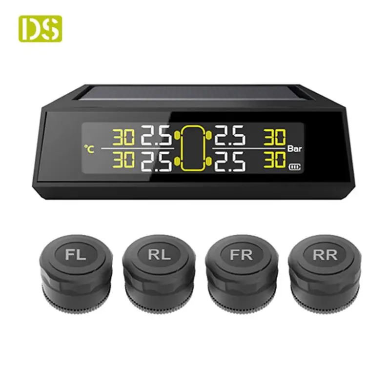 Car TPMS Tyre Safety Monitoring System Solar Power Digital LCD Display Auto Security Alarm External Tire Pressure Sensor