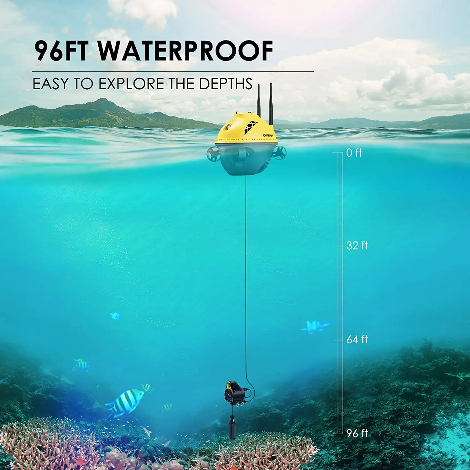 Chasing F1 Pro Underwater ROV Drone with 4K Camera 256G GPS Fish Finder 4 Axis Propeller Removable Battery Diving Equipment