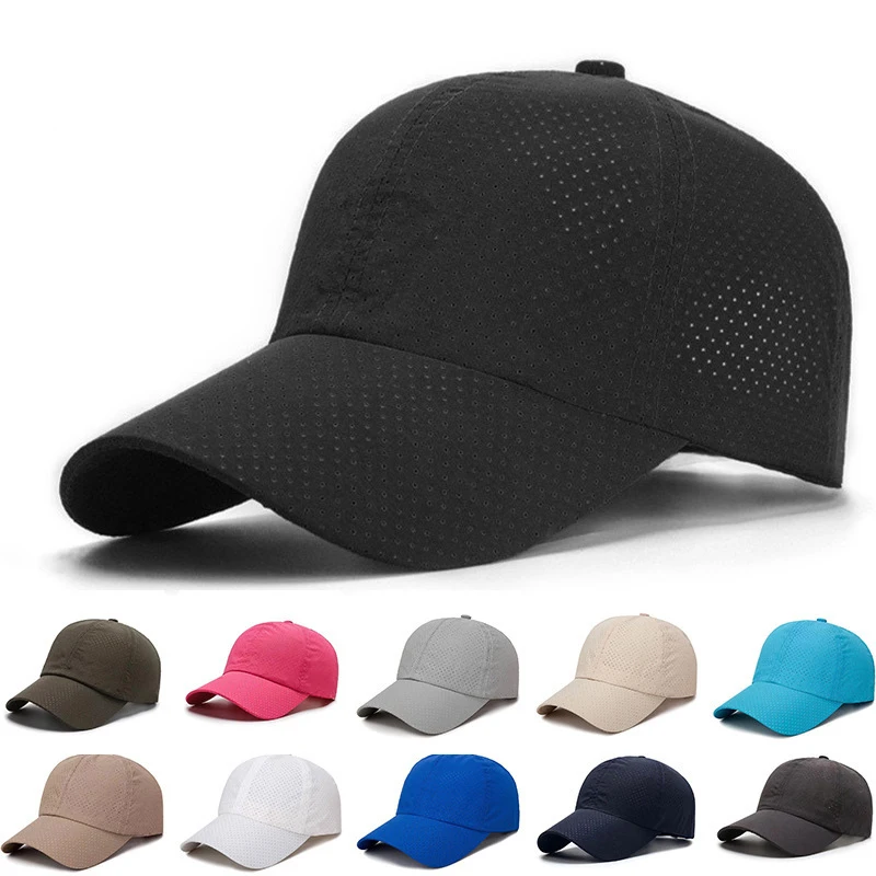 Custom 6 Panel Solid Color Polyester Laser Cut Hole Perforated Dad Hat Men Outdoor Golf Sun Hat Breathable Sports Baseball Cap