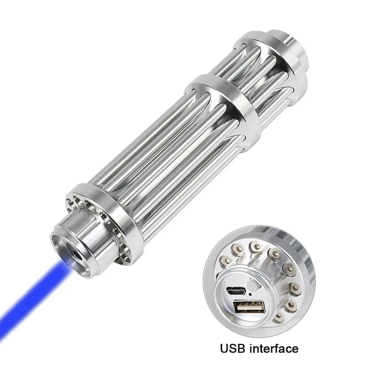 Build-in Battery High Power 5 in1 Long Distance USB Rechargeable Burning 450nm 1600mw 3000mw 5000mw Blue Laser Pointer