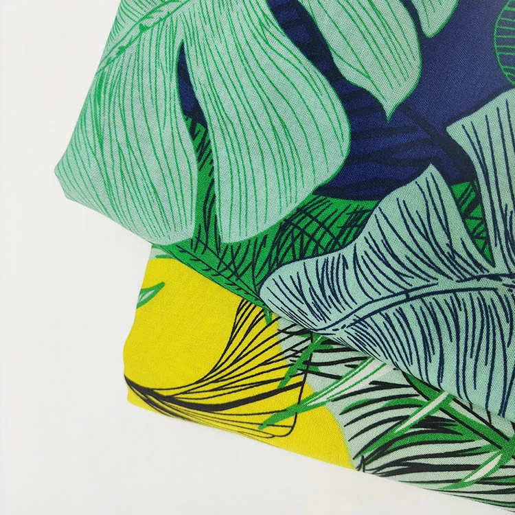 Wholesale Custom Textile Leaves Pattern Printed 100% Rayon Viscose Challis Fabric In Thailand