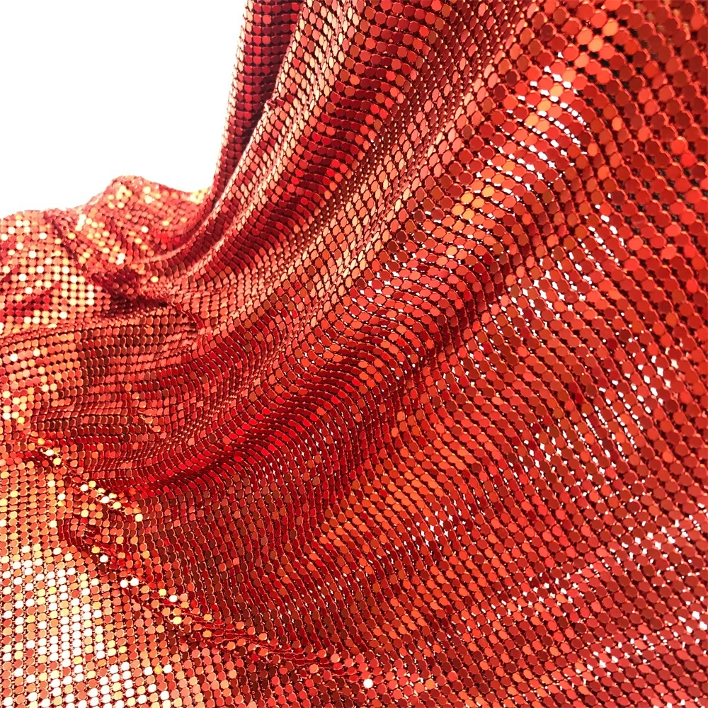S535 Soft aluminum Metal chainmail mesh fabric Metallic fishnet fabric sequin for dress bags