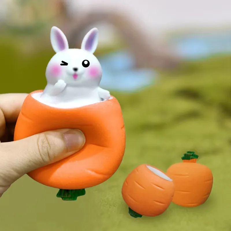 Hot Creative Decompression Cute Carrot Rabbit Cup Squeeze Animal Cups Stress Relief Fidget Toy