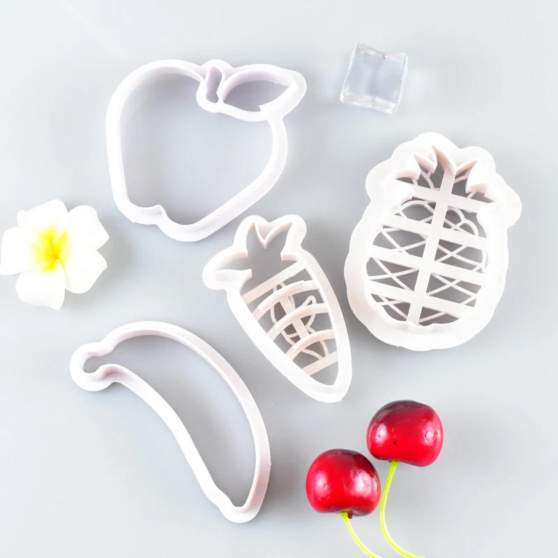 Hot Sale Fruits and Vegetables 3D Buns Mold Cookie Baking Cake Biscuit Cutting tools eggplant mushroom Plastic Cutter