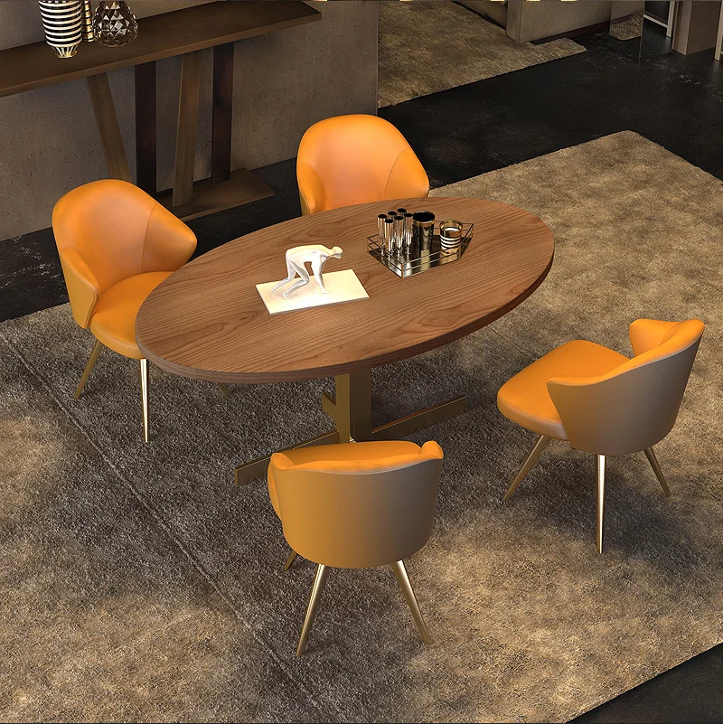 Modern Furniture Small Apartment Solid Wood Foot Marble Dining Table And Chair Set