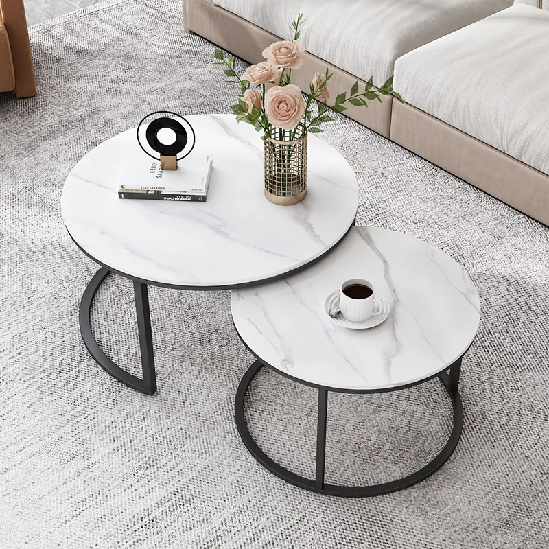 High quality luxury living room furniture stainless steel white minimalist coffee table marble top gold coffee table design